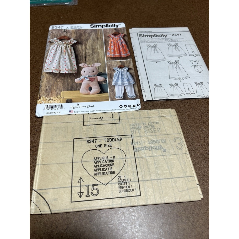 Toddler Girl Simplicity 8347 Sewing Pattern Uncut Dress Pants Top Sizes 1/2-4